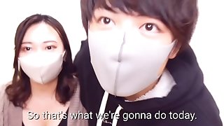 Blindfold taste test game! Japanese girlfriend tricked by him into upper case facial Bukkake